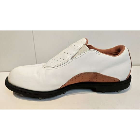 Women's Adidas Golf Shoes Size 10 Slip On White & Brown - Picture 9 of 13